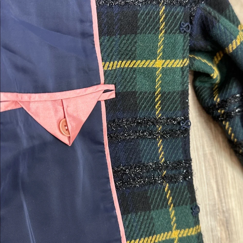 J. Crew lady jacket in lurex plaid tweed fringe blazer jacket size 4 NWT - Picture 9 of 9